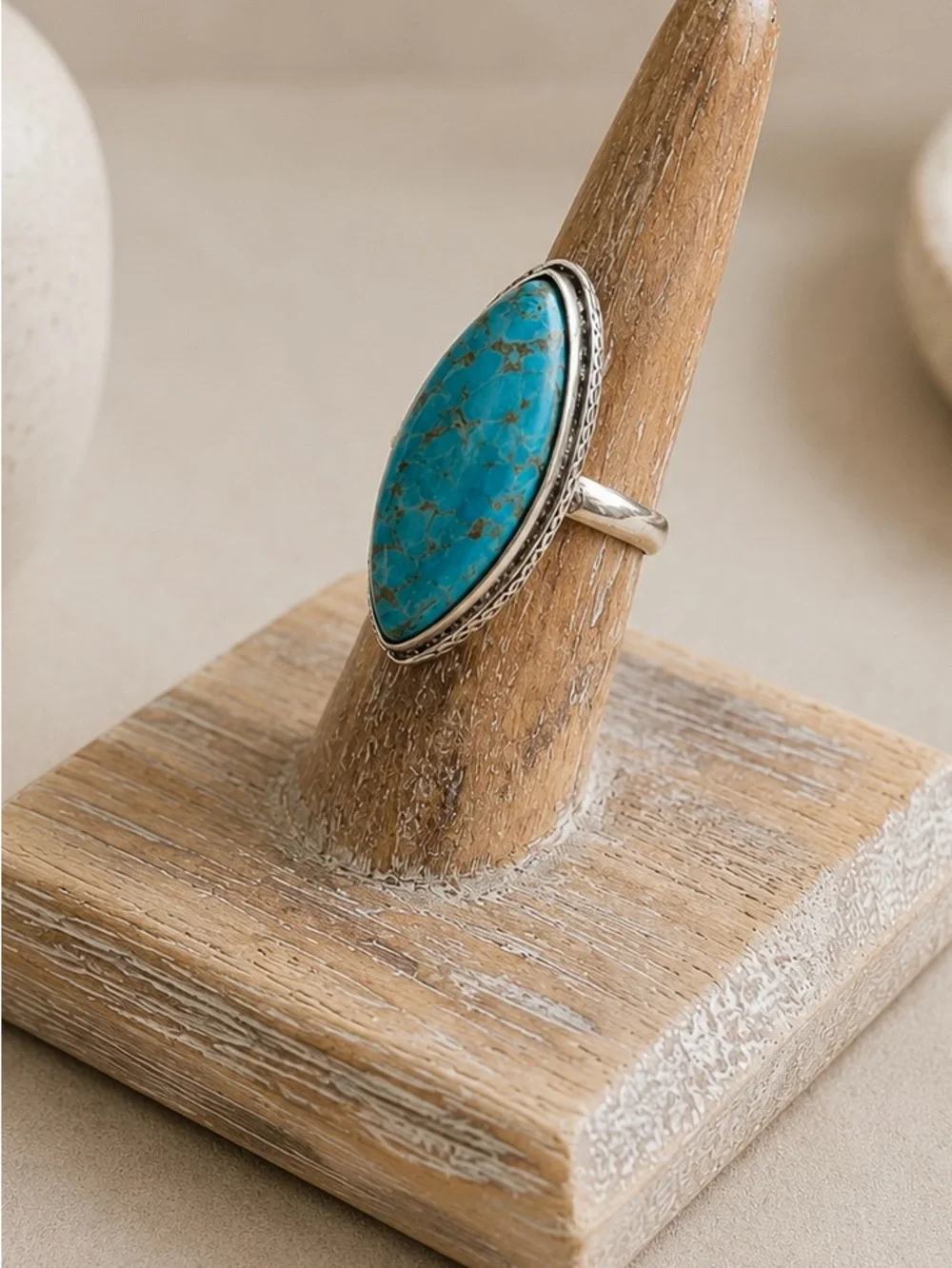 Southwestern Natural Turquoise 925 Silver Ring Sz 7